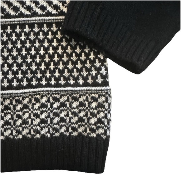 Talbots Womens Lambswool Blend Black White Crew Neck Knit Sweater Large EUC - Picture 2 of 5